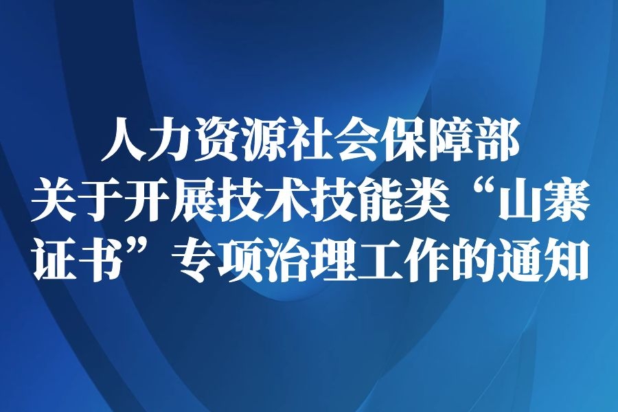 人力资源社会保障部关于开展技术技能类“山寨证书”专项治理工作的通知